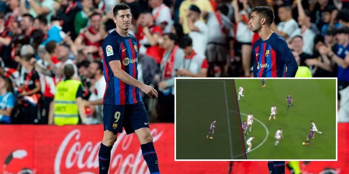 Cuando transcurría la primera parte del partido que el Barcelona perdió ante el Rayo Vallecano, sobre el final le anularon un gol dudoso a Lewandowski