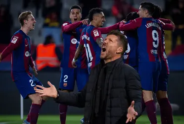 El Barça está ganándole al Atleti al término de los primeros 45 minutos y la reacción del Cholo al gol de Joao es invaluable 