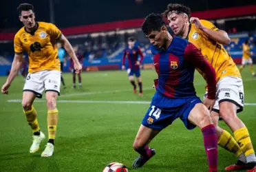 El filial del Barça en un partido frente al Unionistas Salamanca