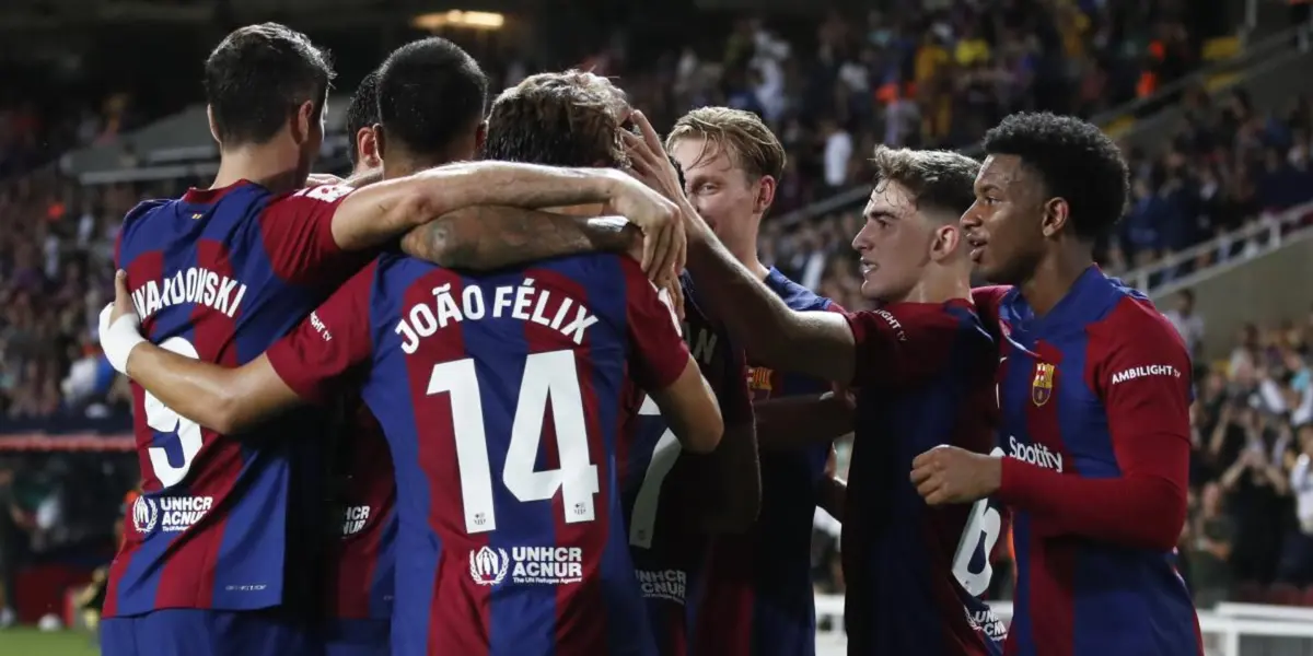 Los jugadores del Barça celebrando un gol