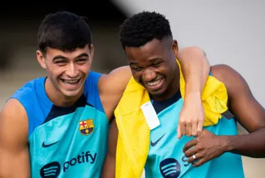 Pedri y Ansu Fati con el FC Barcelona